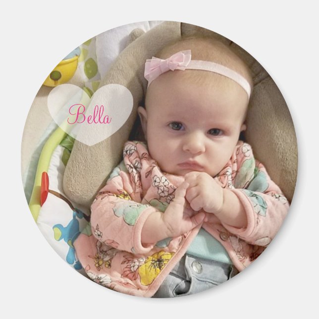 Personalisiertes neues Baby Foto und Name Magnet (Vorne)