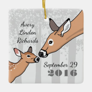 Personalisiertes neues Baby Niedlich Hirschtier Keramikornament