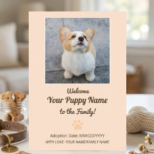 Personalisiertes neues Hund Welpen Adoption Foto Ankündigung