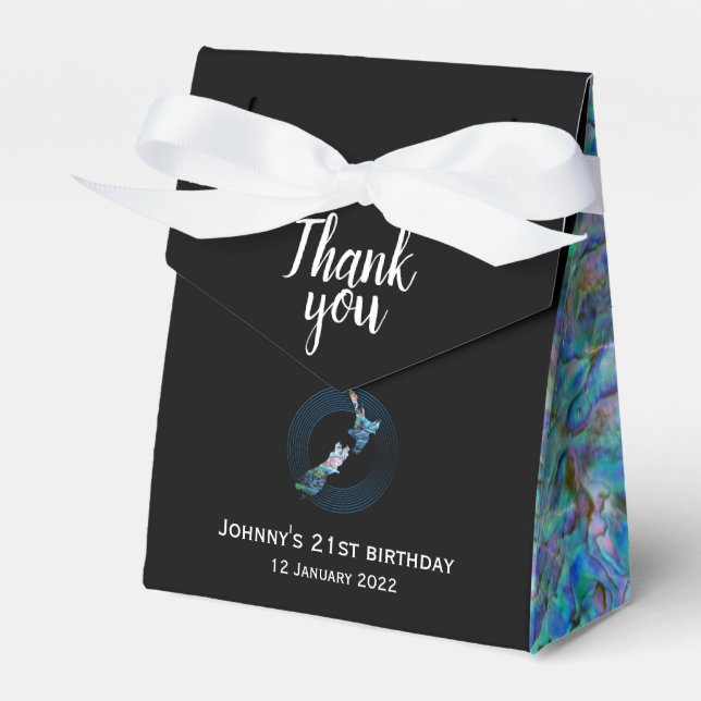 PERSONALISIERTES NEUES ZEALAND MAP PAUA FAVOR BOX GESCHENKSCHACHTEL (Vorderseite)