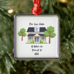 PERSONALISIERTES NEUES ZUHAUSE-FOTO ORNAMENT AUS METALL<br><div class="desc">PERSONALISIERT NEUES ZUHAUSE FOTO CHRISTMAS ORNAMENT,  CUSTOM HOUSE PICTURE UND ADRESSE ORNAMENT,  HAUSHALTSGESCHENK.</div>