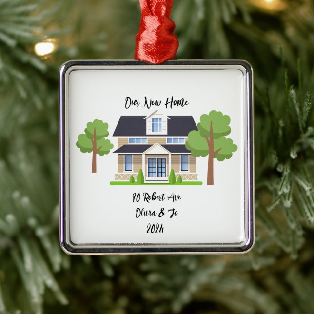 PERSONALISIERTES NEUES ZUHAUSE-FOTO ORNAMENT AUS METALL (Baum)