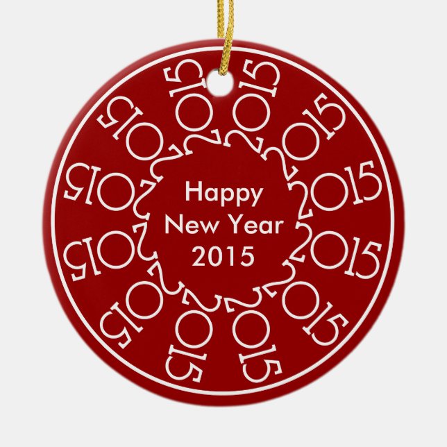 Personalisiertes Neujahrsdesign 2015 Keramikornament (Vorne)
