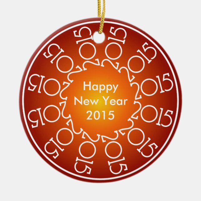 Personalisiertes Neujahrsdesign 2015 Keramikornament (Vorne)