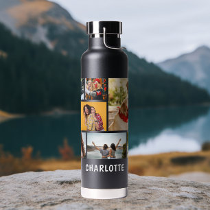 Personalisiertes Neun-Foto-Namens-Collage-Geschenk Trinkflasche
