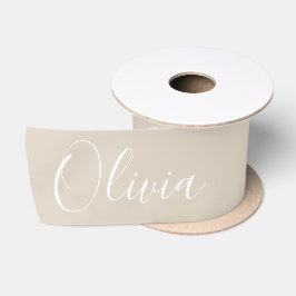Personalisiertes Neutrales Beige Elegantes Namens- Satinband