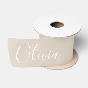 Personalisiertes Neutrales Beige Elegantes Namens- Satinband