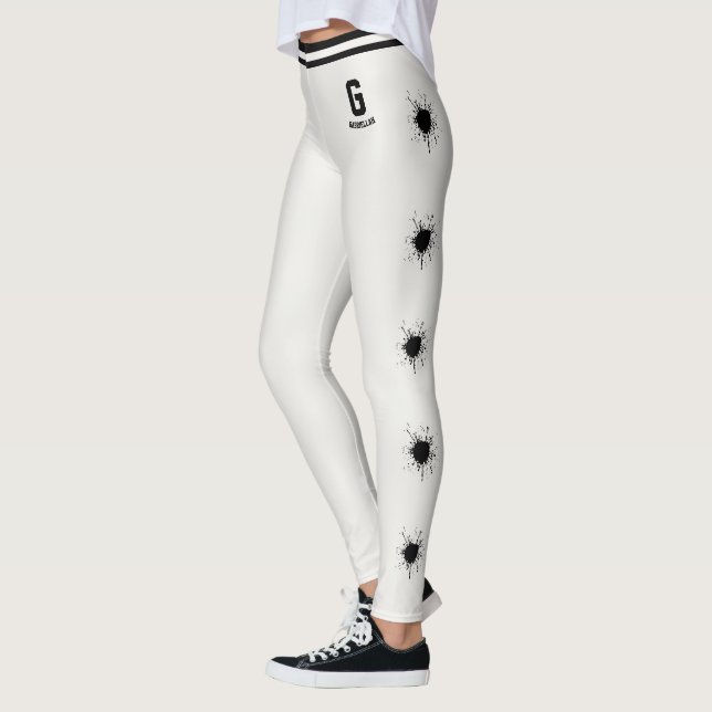 Personalisiertes Neutrales Schwarz Muster Splash B Leggings (Links)