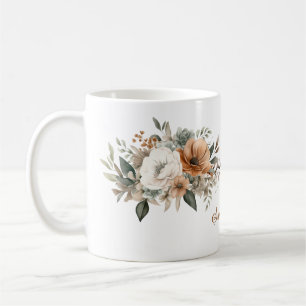 Personalisiertes neutrales WasserfarbenflorBouquet Kaffeetasse