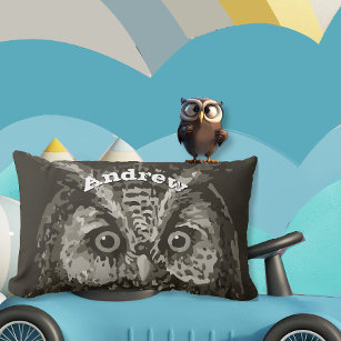 Personalisiertes New Baby Boy's Room Niedlich Owl Lendenkissen