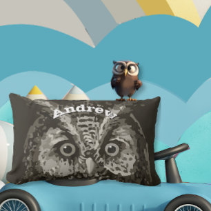 Personalisiertes New Baby Boy's Room Niedlich Owl Lendenkissen