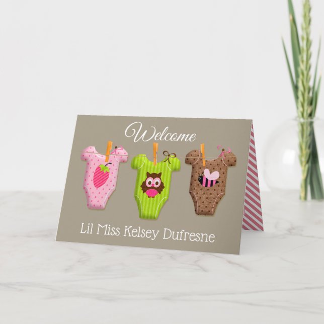 Personalisiertes New Baby Girl Karte (Vorderseite)