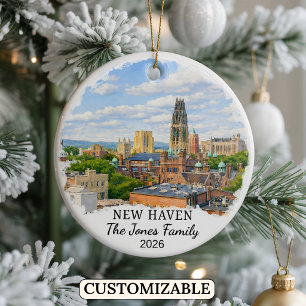 Personalisiertes New Haven-Ornament, individuelles Keramik Ornament