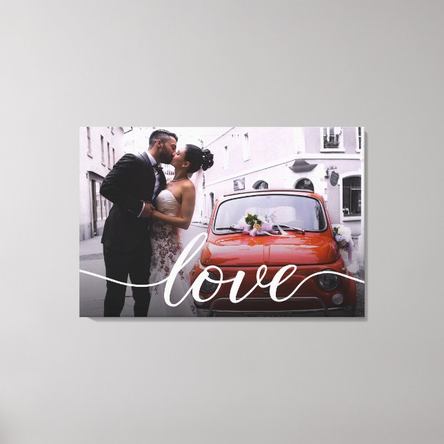 Personalisiertes Newlyweds-Skript für die Liebe vo Leinwanddruck (Vorderseite)
