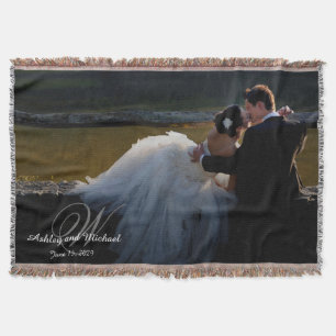 PERSONALISIERTES NEWLYWES KEEPSAKE Monogramm Foto Decke