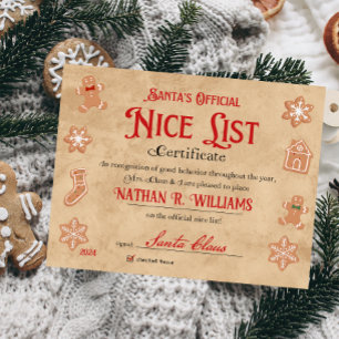 Personalisiertes Nice-Zertifikat vom Weihnachtsman