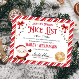 Personalisiertes Nice-Zertifikat vom Weihnachtsman