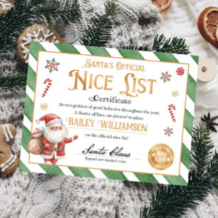 Personalisiertes Nice-Zertifikat vom Weihnachtsman