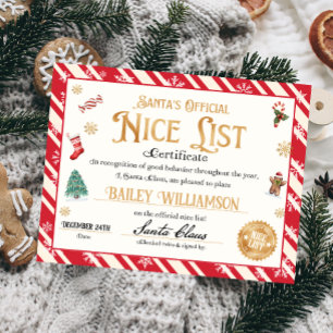Personalisiertes Nice-Zertifikat vom Weihnachtsman