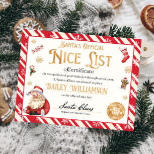 Personalisiertes Nice-Zertifikat vom Weihnachtsman