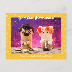Personalisiertes Niedlich-gelbes stylisches Hearts Postkarte