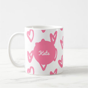 Personalisiertes niedlich rotes Herzmuster Kaffeetasse