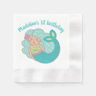 Personalisiertes Niedliches Aquamarines Meerjungfr Serviette