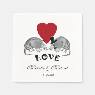 Personalisiertes Niedliches Armadillos in Liebe Serviette