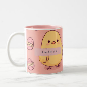 Personalisiertes Niedliches Baby Chicks Muster Zweifarbige Tasse