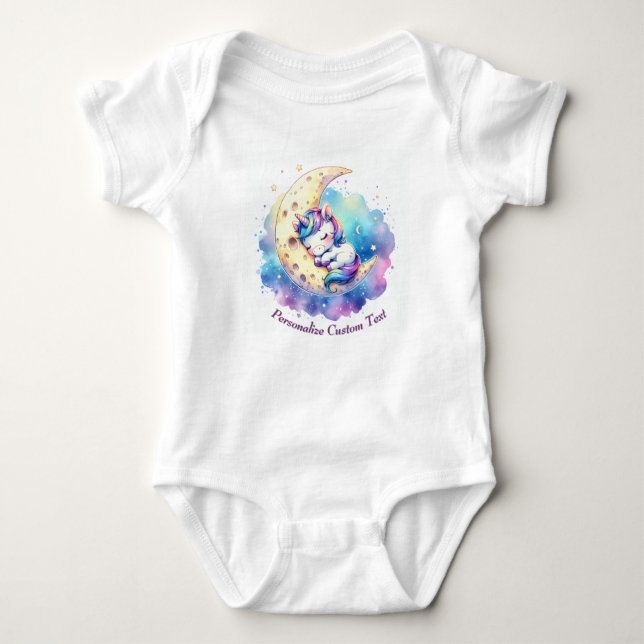 Personalisiertes Niedliches Baby Einhornschlafen a Baby Strampler (Vorderseite)