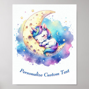 Personalisiertes Niedliches Baby Einhornschlafen a Poster