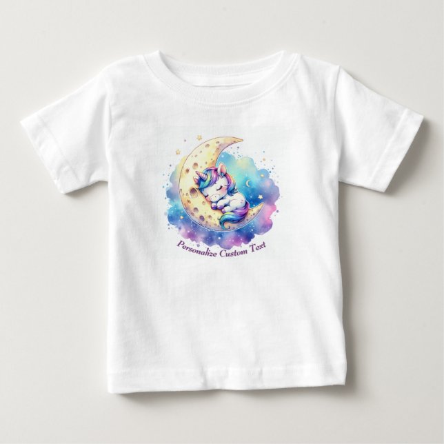 Personalisiertes Niedliches Baby Einhornschlafen a T-shirt (Vorderseite)