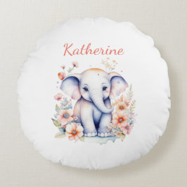Personalisiertes Niedliches Baby Elephant Kinderzi Rundes Kissen