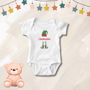 Personalisiertes Niedliches Baby Elf Weihnachtsfei Baby Strampler