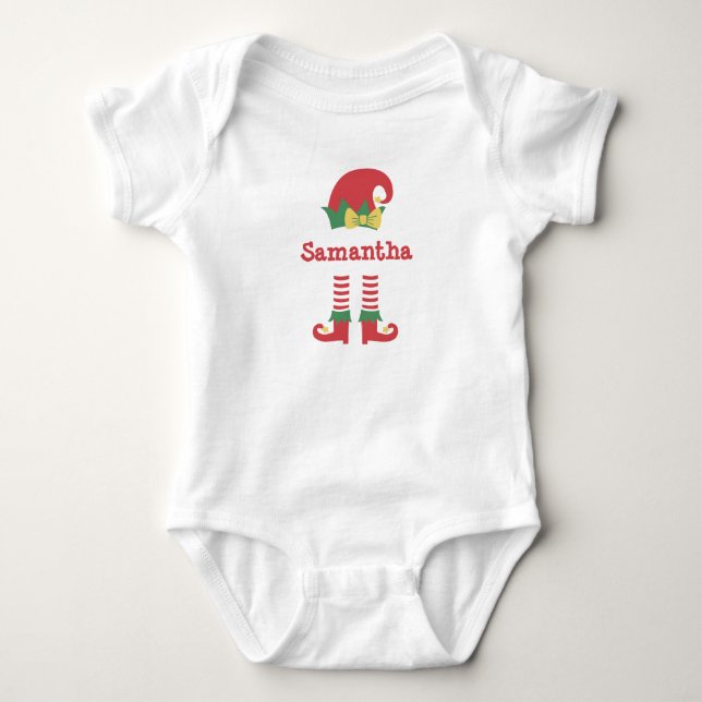 Personalisiertes Niedliches Baby Elf Weihnachtsfei Strampler (Vorderseite)