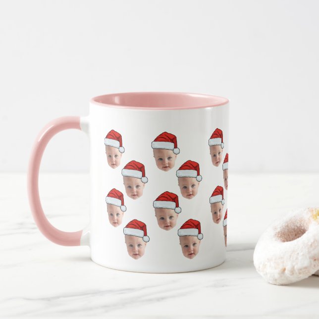 Personalisiertes Niedliches Baby Face Weihnachtsma Tasse (Mit Donut)