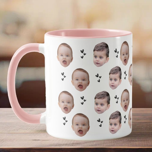 Personalisiertes Niedliches Baby-Gesicht 2 Fotos Tasse (Von Creator hochgeladen)