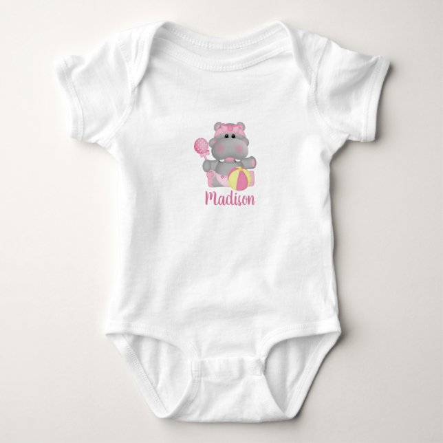 Personalisiertes Niedliches Baby Hippo Strampler (Vorderseite)