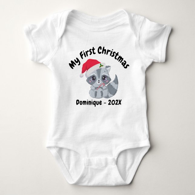 Personalisiertes Niedliches Baby Raccoon Baby Strampler (Vorderseite)