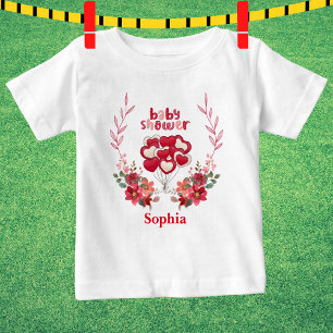 Personalisiertes Niedliches Babydusche Blumenmuste Baby T-shirt