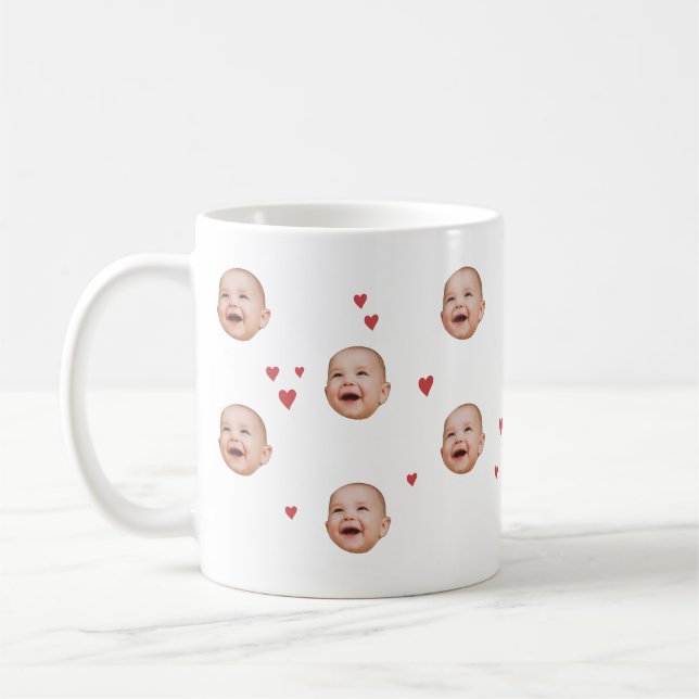 Personalisiertes Niedliches BabyGesicht 1 Foto Tas Kaffeetasse (Links)
