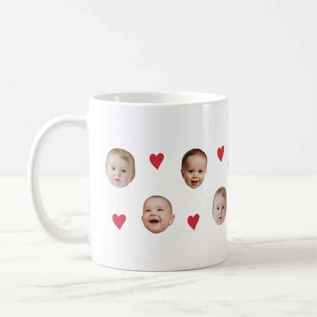 Personalisiertes Niedliches BabyGesicht 3 Fotos Ta Kaffeetasse (Links)