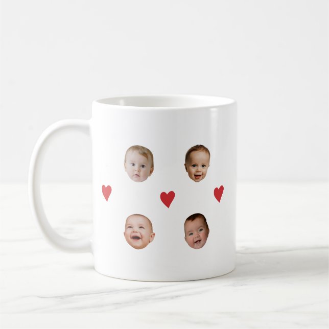 Personalisiertes Niedliches BabyGesicht 4 Fotos Ta Kaffeetasse (Links)