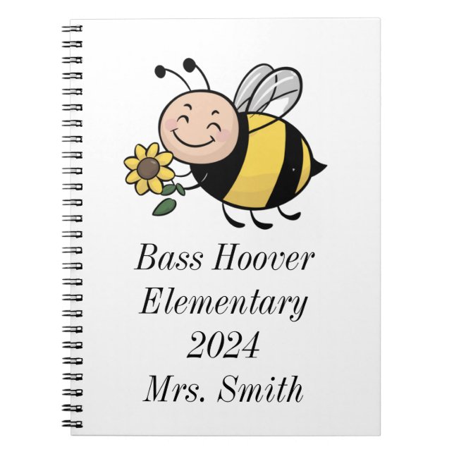 Personalisiertes Niedliches BienenschulNotebook -  Notizblock (Vorderseite)