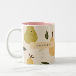 Personalisiertes Niedliches Birnenmuster Zweifarbige Tasse