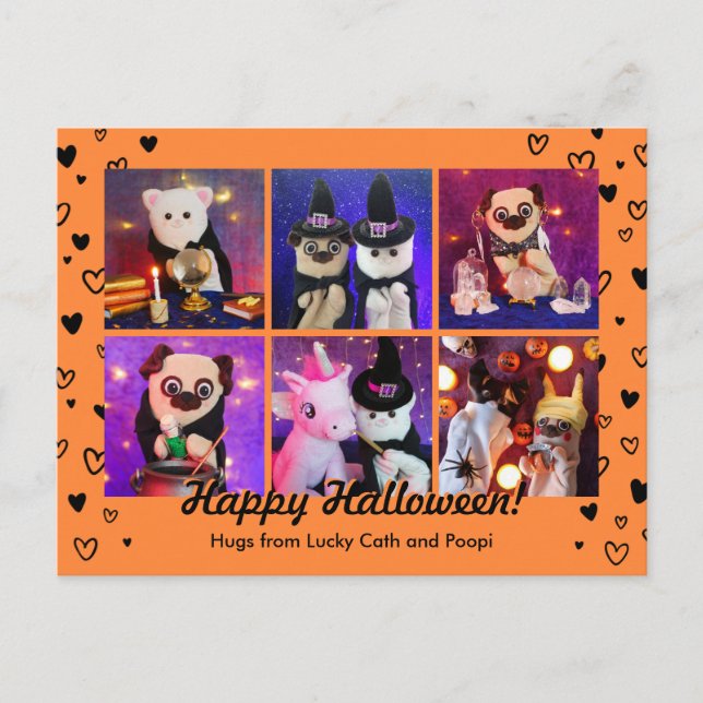 Personalisiertes Niedliches Black Hearween Hallowe Postkarte (Vorderseite)