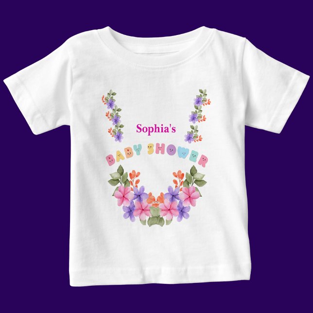 Personalisiertes Niedliches Blumenmuster Baby T-shirt (Von Creator hochgeladen)