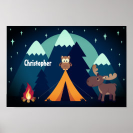 Personalisiertes Niedliches Camping, Tiere und Ber Poster