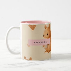 Personalisiertes niedliches Eichhörnchen- und Eich Zweifarbige Tasse