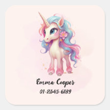 Personalisiertes Niedliches Einhorn, Name, Telefon